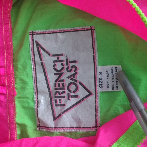 VTG 90s French Toast Neon Color Block Windbreaker - Picture 3 of 11